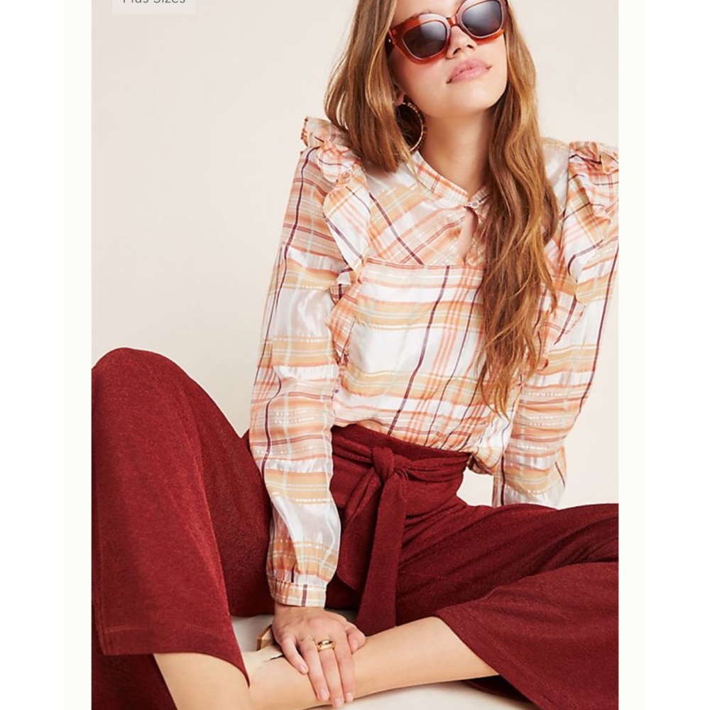 Anthropologie Current Air Polly Ruffled Peasant Blouse